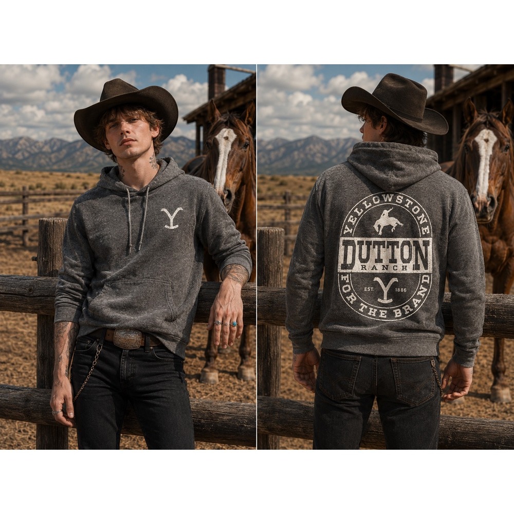 Yellowstone Dutton Ranch Hoodie Mens Small Gray Graphic Sweatshirt For The Brand